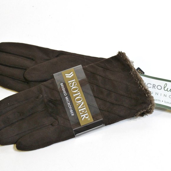 Isotoner Gloves Dark Brown Size L or XL - Picture 3 of 4